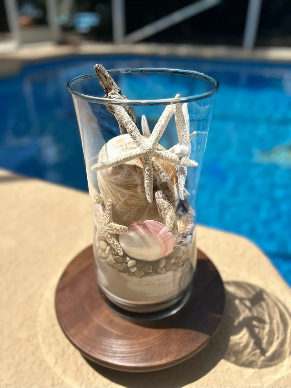 Coastal Starfish & Shell Glass Vase Accent